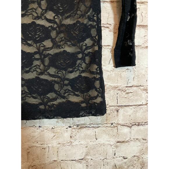 Jessica Max U.S.A. Top Womens Medium Black All Over Lace Fairy Whimsigoth Grunge - Picture 6 of 12